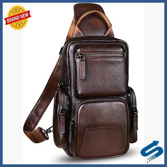 Genuine Leather Crossbody Daypack Backpack with Multiple Pockets main image 4